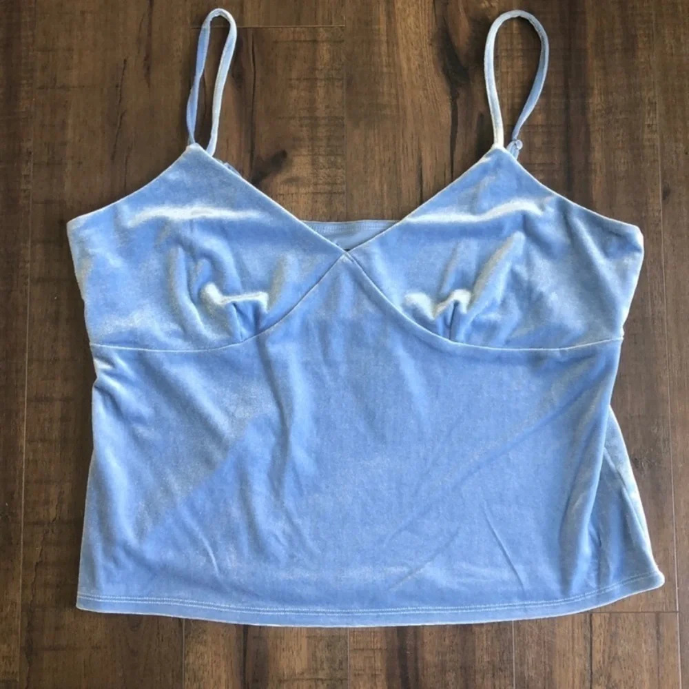 Wild Fable Cropped Velvet Camisole Tank Top Whimsical Blue​​​​​​​​​​